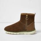 River Island Womens Suede Faux Fur Lined Sporty Boots
