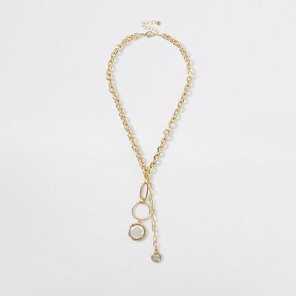 River Island Womens Gold Colour Chunky Pearl Necklace