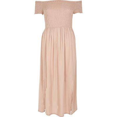 River Island Womens Shirred Bardot Maxi Dress