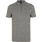 River Island Mens Check Print Zip Neck Polo Shirt