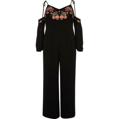 River Island Womens Plus Floral Embroidered Jumpsuit