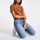 River Island Womens 'avenue D'iena' Print Crew Neck T-shirt