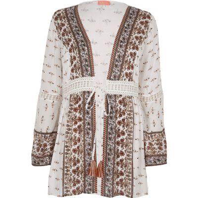 River Island Womens Floral Print Tie Front Kimono