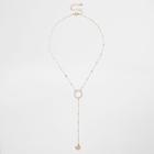 River Island Womens Gold Pave Diamante Circle Necklace