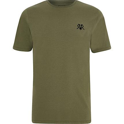 River Island Mens Flock Print Muscle Fit T-shirt
