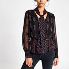 River Island Womens Floral Tie Neck Long Sleeve Blouse