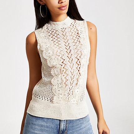 River Island Womens Lace Knitted Tank Top