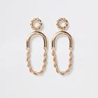 River Island Womens Gold Color Twist Hoop Drop Earrings