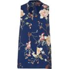 River Island Womens Floral D-ring Tie Neck Sleeveless Top