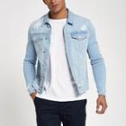 River Island Mens Muscle Fit Ripped Denim Jacket