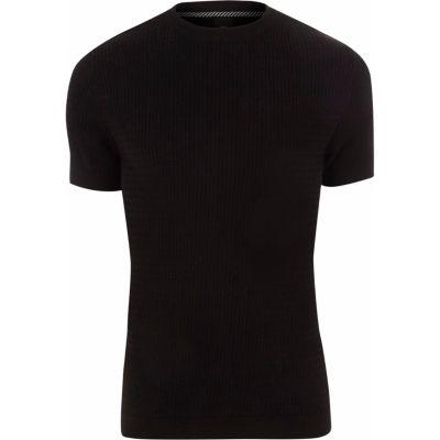 River Island Mens Cable Knit Muscle Short Sleeve T-shirt