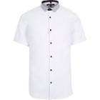 River Island Mens White Contrast Muscle Fit Short Sleeve Shirt