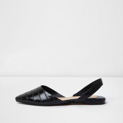 River Island Womens Croc Effect Pointed Slingback Shoes