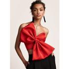River Island Womens Oversized Bow Bandeau Satin Crop Top
