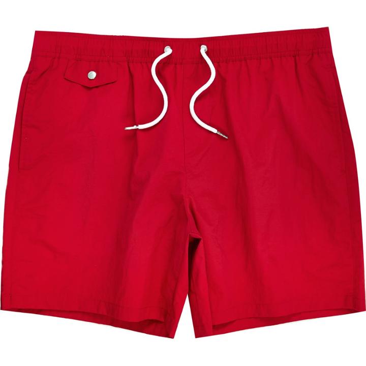 River Island Mensred Pocket Swim Shorts