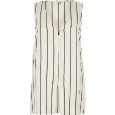 River Island Womens Stripe Print Zip Front Tank