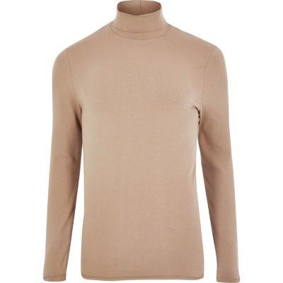 River Island Mens Blush Muscle Fit Roll Neck T-shirt