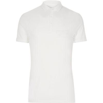 River Island Mens White Muscle Fit Polo Shirt