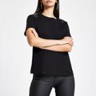 River Island Womens Diamante Embellished Shoulder T-shirt
