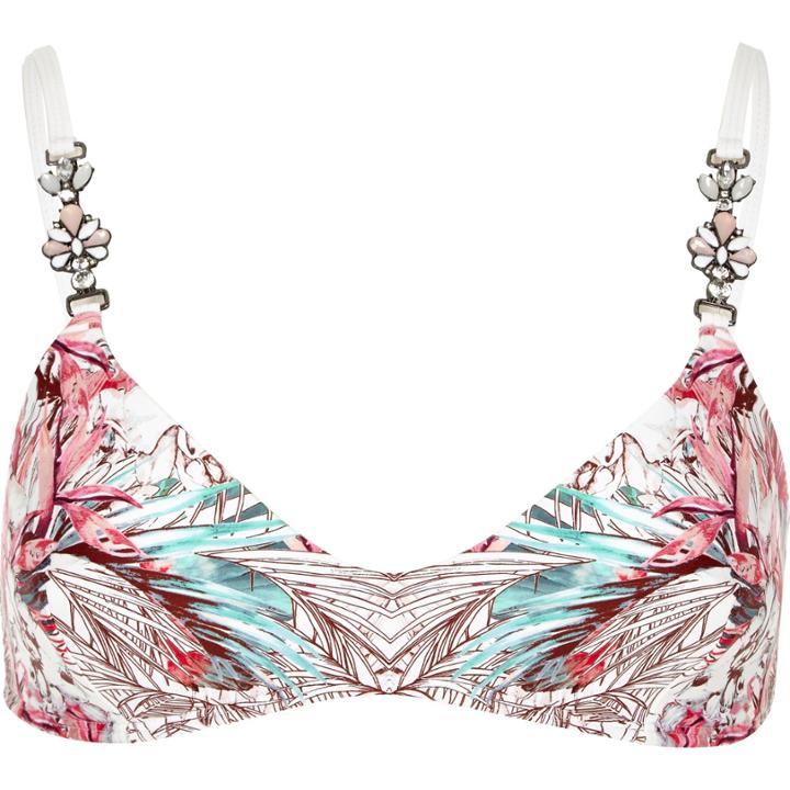 River Island Womens White Printed Cami Bikini Top