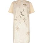 River Island Womens Nude Sequin Oversized T-shirt Dress