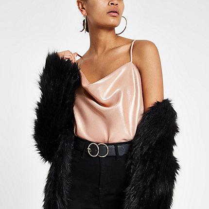 River Island Womens Metallic Cowl Neck Cami Top