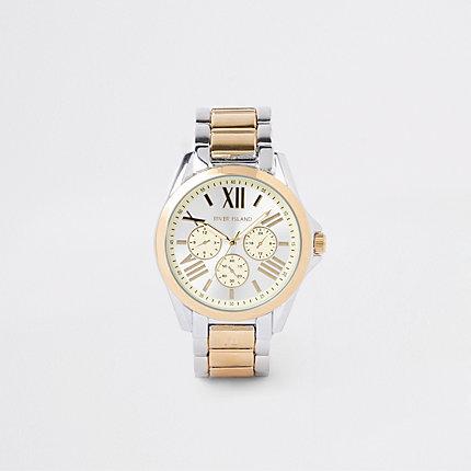 River Island Womens Silver And Gold Tone Bracelet Watch
