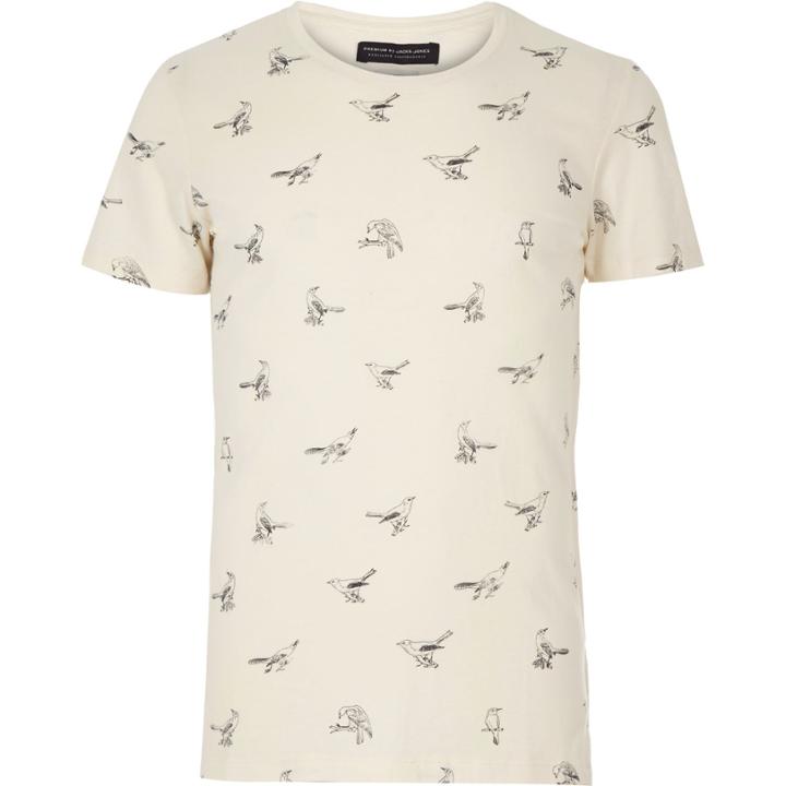 River Island Menswhite Jack & Jones Premium Bird T-shirt