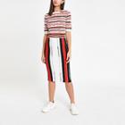 River Island Womens White Stripe Word Print Knitted Midi Skirt