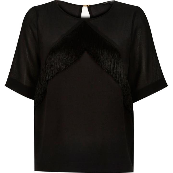 River Island Womens Fringed Front T-shirt