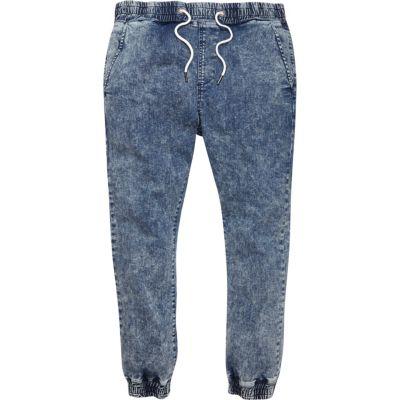 River Island Mens Mid Acid Wash Ryan Skinny Jogger Jeans