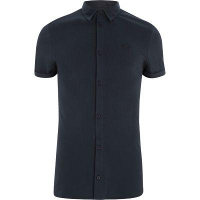 River Island Mens Muscle Fit Button Through Polo Shirt