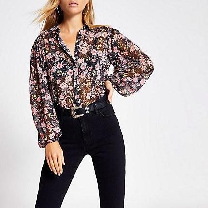 River Island Womens Floral Long Sleeve Shirt