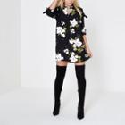 River Island Womens Petite Floral Bow Sleeve Shift Dress