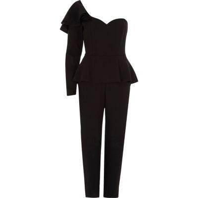 River Island Womens Frill Shoulder Peplum Jumpsuit