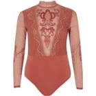River Island Womens Lace And Mesh High Neck Bodysuit