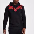 River Island Mens White Criminal Damage Rose Embroidered Hoodie