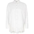 River Island Womens White Lace Hem Long Sleeve Shirt