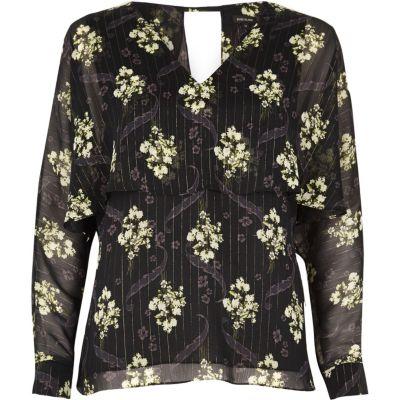 River Island Womens Floral Print Angel Cape Top
