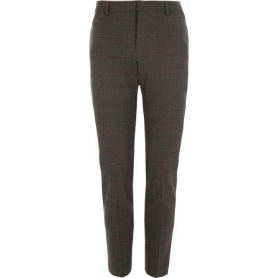 River Island Mens Check Ultra Skinny Suit Pants