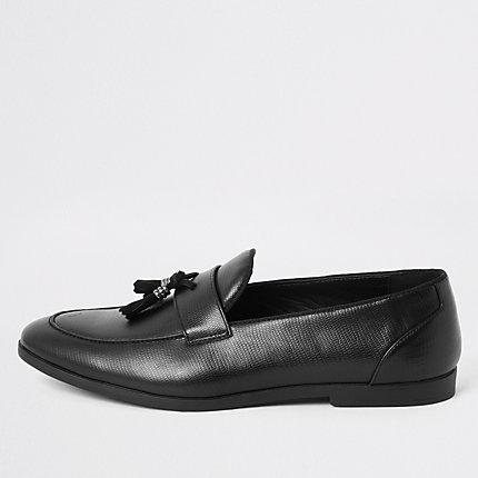 River Island Mens Snake Print Embossed Tassel Loafers