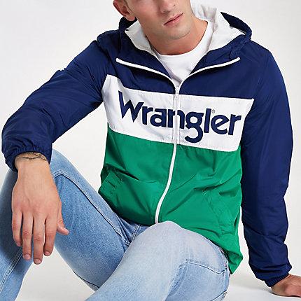 Mens Wrangler Block Print Zip Front Jacket