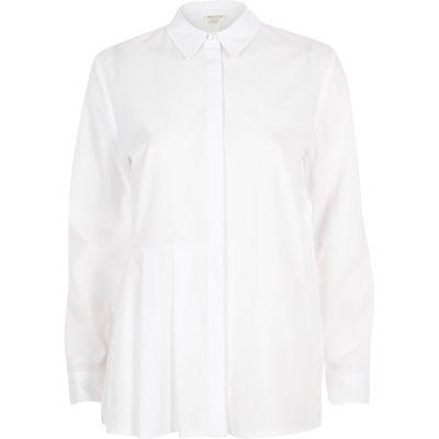 River Island Womens White Pleated Panel Shirt
