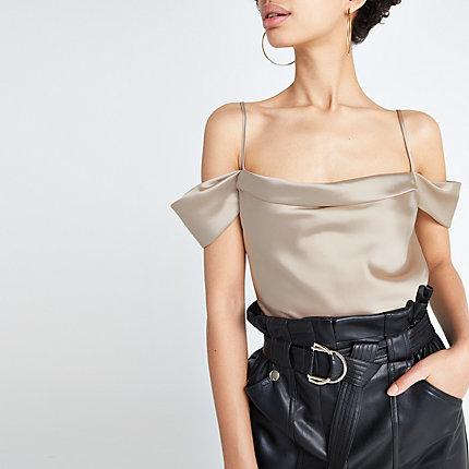 River Island Womens Cowl Bardot Neck Cami Top