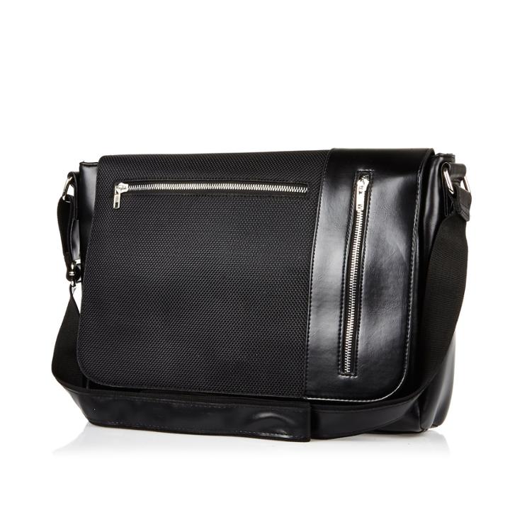 River Island Mensblack Panelled Flap Over Bag