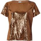 River Island Womens Copper Sequin Embellished T-shirt