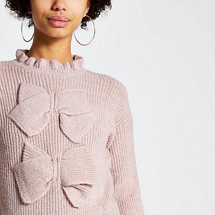 River Island Womens Bow Front Long Sleeve Knitted Jumper