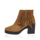 River Island Womens Suede Fringed Heeled Ankle Boots