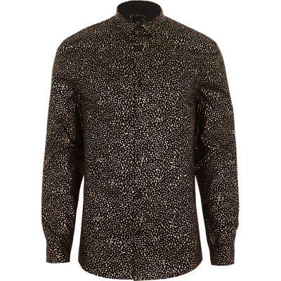 River Island Mens Metallic Print Muscle Fit Shirt