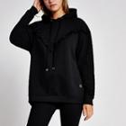 River Island Womens Chevron Ribbed Frill Hoodie